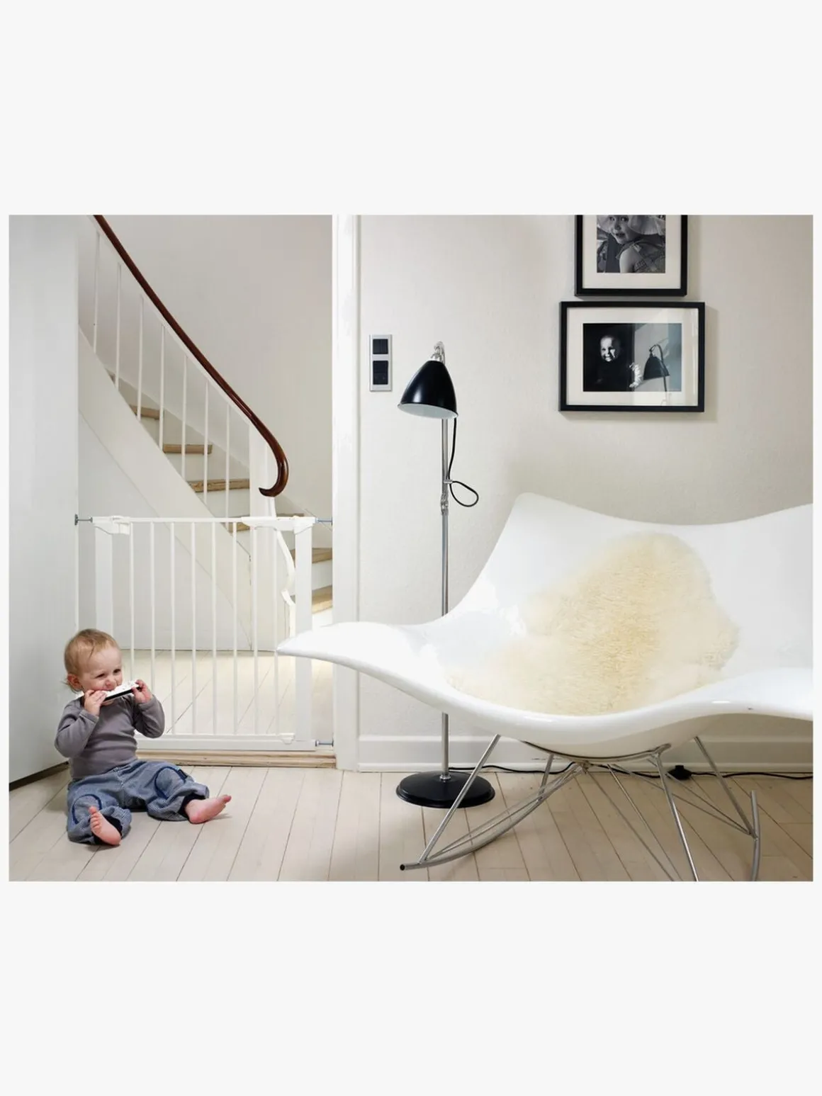 BabyDan Sikkerhedsgitter Premier m. 2 Forlængere, Hvid