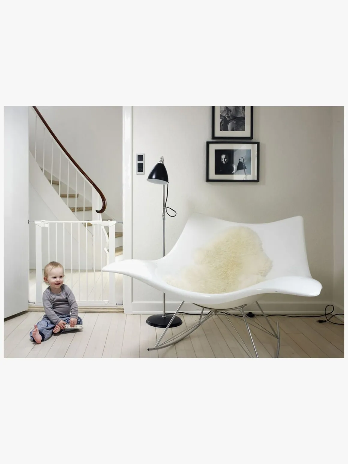 BabyDan Sikkerhedsgitter Premier m. 2 Forlængere, Hvid