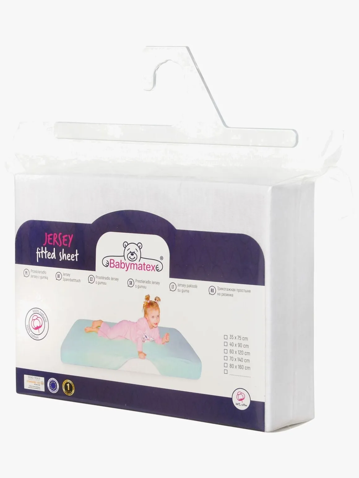 BabyMatex Jersey Stræklagen til Børnesenge 90 x 190 cm, Hvid