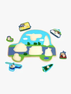 Barbo Toys Gurli Gris Knoppuslespil i Træ Transportmidler 6 Brikker