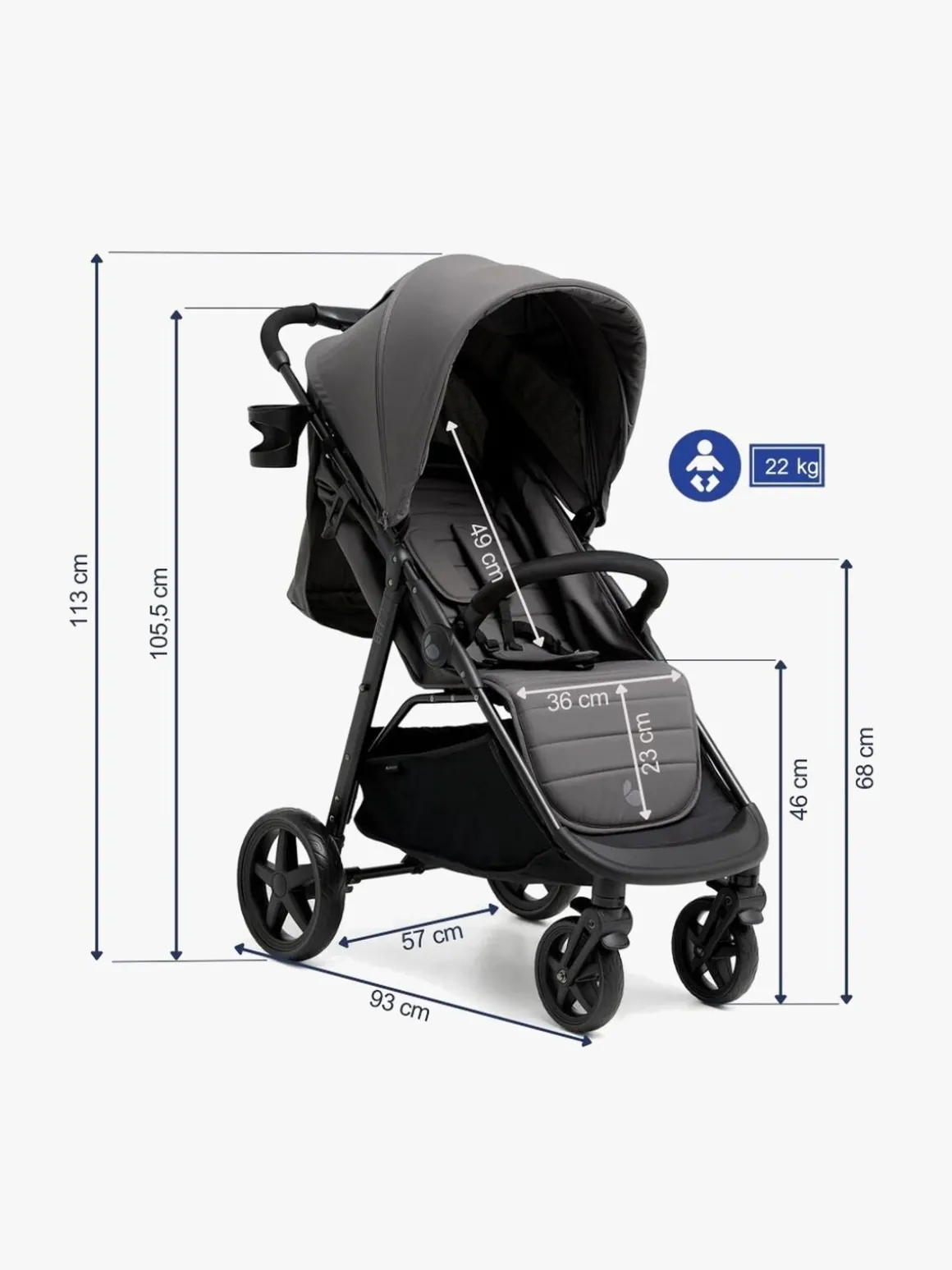 Beemoo BFF20 Klapvogn, Fog Grey