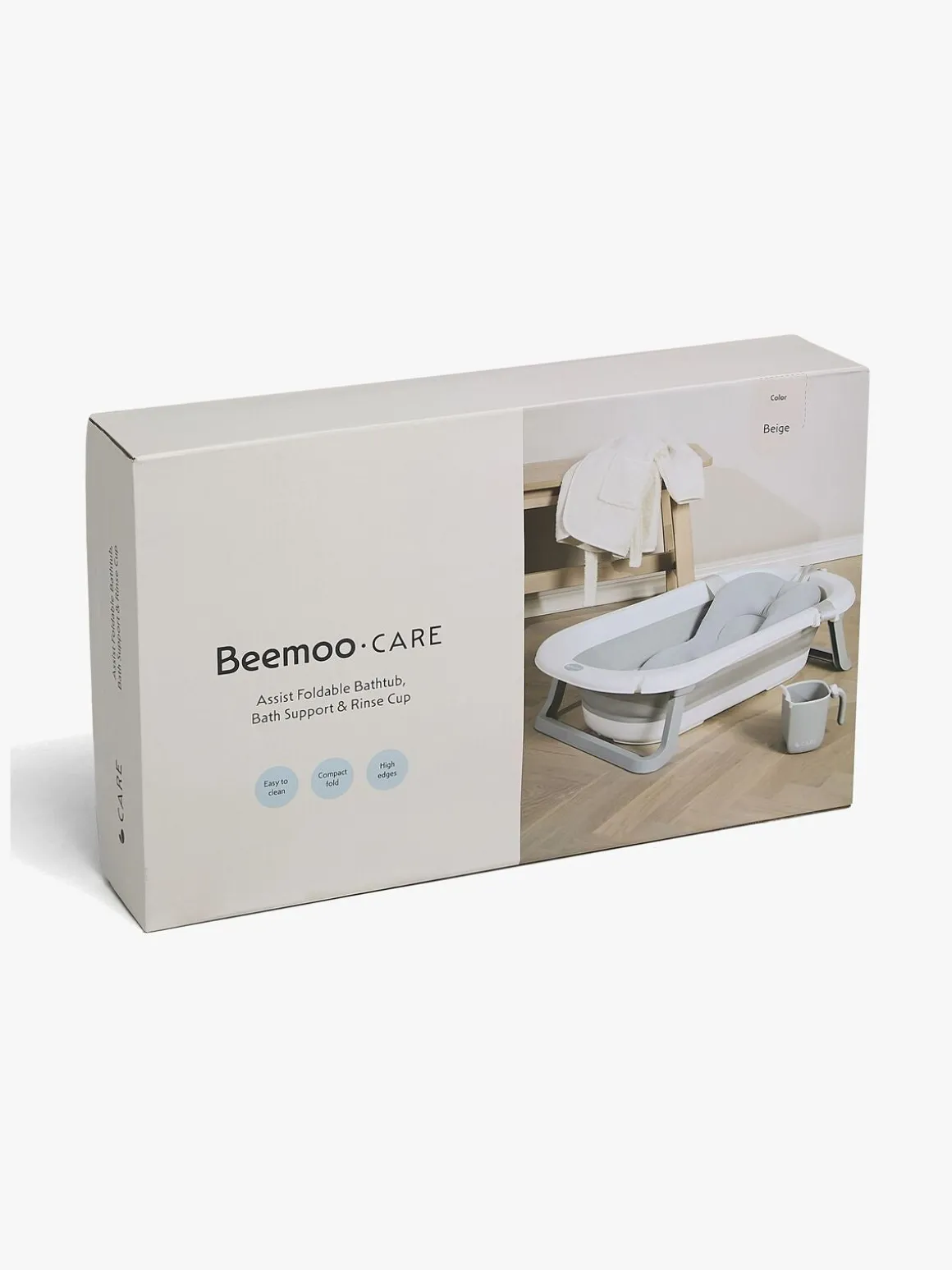 Beemoo CARE Assist Badekar inkl. Badestøtte & Skyllekande, Beige