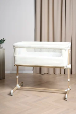 Beemoo CARE Calm Bedside Crib, Nature/White