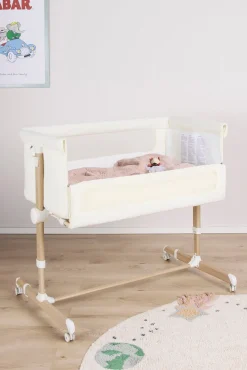 Beemoo CARE Calm Bedside Crib, Nature/White