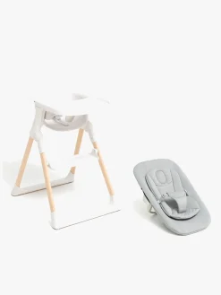 Beemoo CARE Harmony Højstol inkl. Sæt til Nyfødte, White/Wood