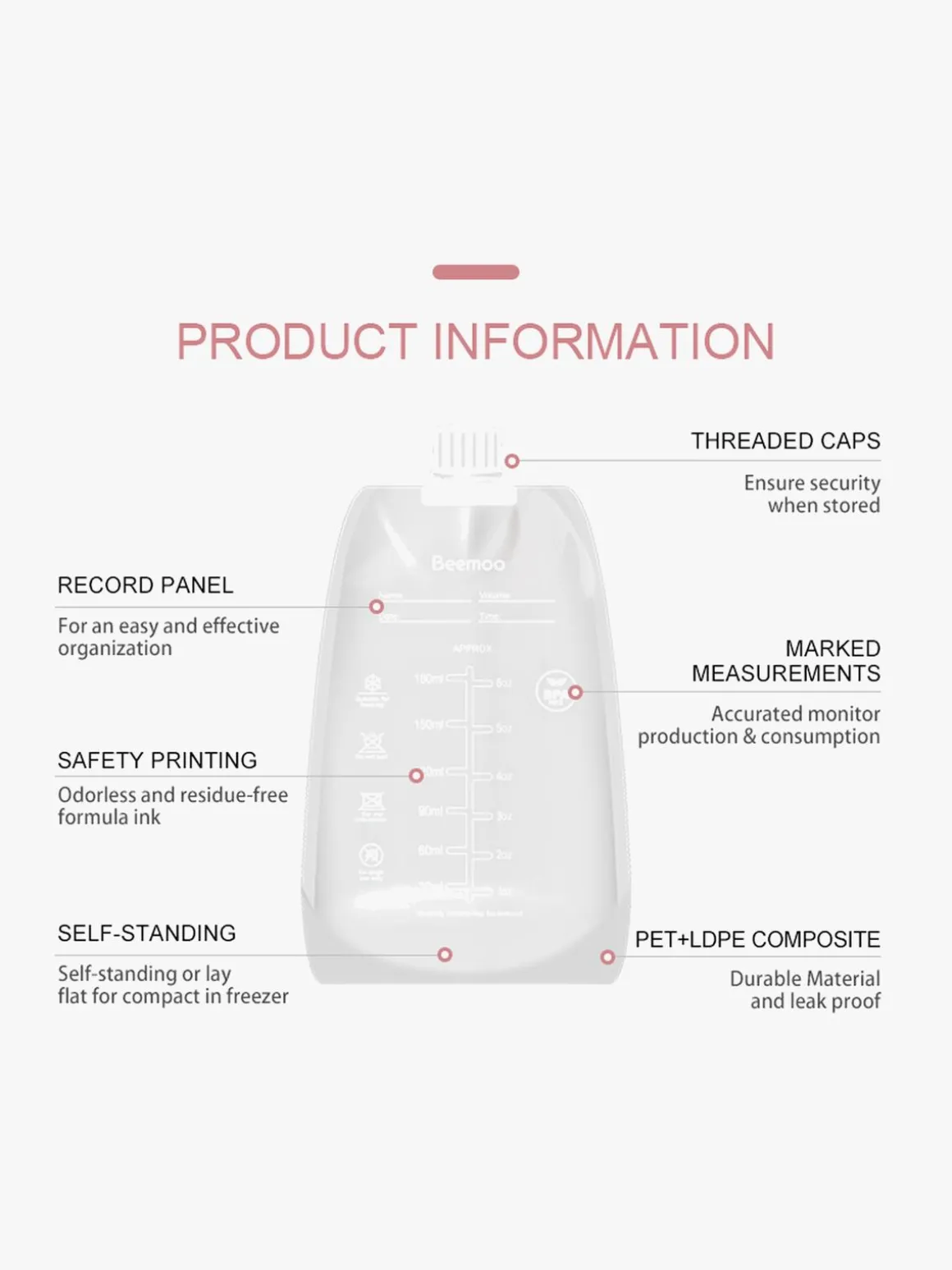 Beemoo CARE Modermælksposer 180 ml 30-pak