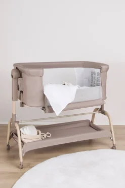 Beemoo CARE Motion Bedside Crib, Taupe/Wood