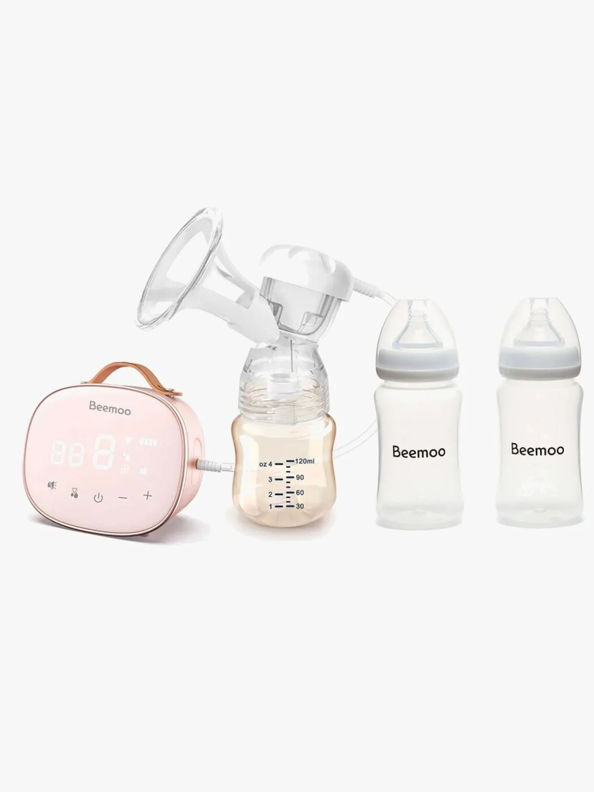 Beemoo CARE Single Elektrisk Brystpumpe inkl. Modermælksflaske 240 ml 2-pak