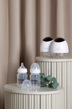 Beemoo CARE Wearable LED Elektrisk Brystpumpe Dobbelt inkl. Flasker 180 ml 2-pak