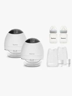 Beemoo CARE Wearable LED Elektrisk Brystpumpe Dobbelt inkl. Modermælksposer 30-pak & Flasker 2-pak