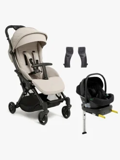 Beemoo Easy Fly Lux 4 Klapvogn inkl Route i-Size Autostol Baby & Base, Sand Beige/Black Stone