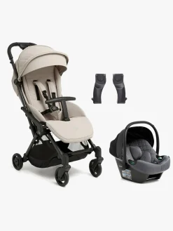 Beemoo Easy Fly Lux 4 Klapvogn inkl Route i-Size Autostol Baby, Sand Beige/Mineral Grey