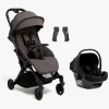 Beemoo Easy Fly Lux 4 Klapvogn Inkl. Route i-Size Autostol Baby, Gull Grey/Black Stone