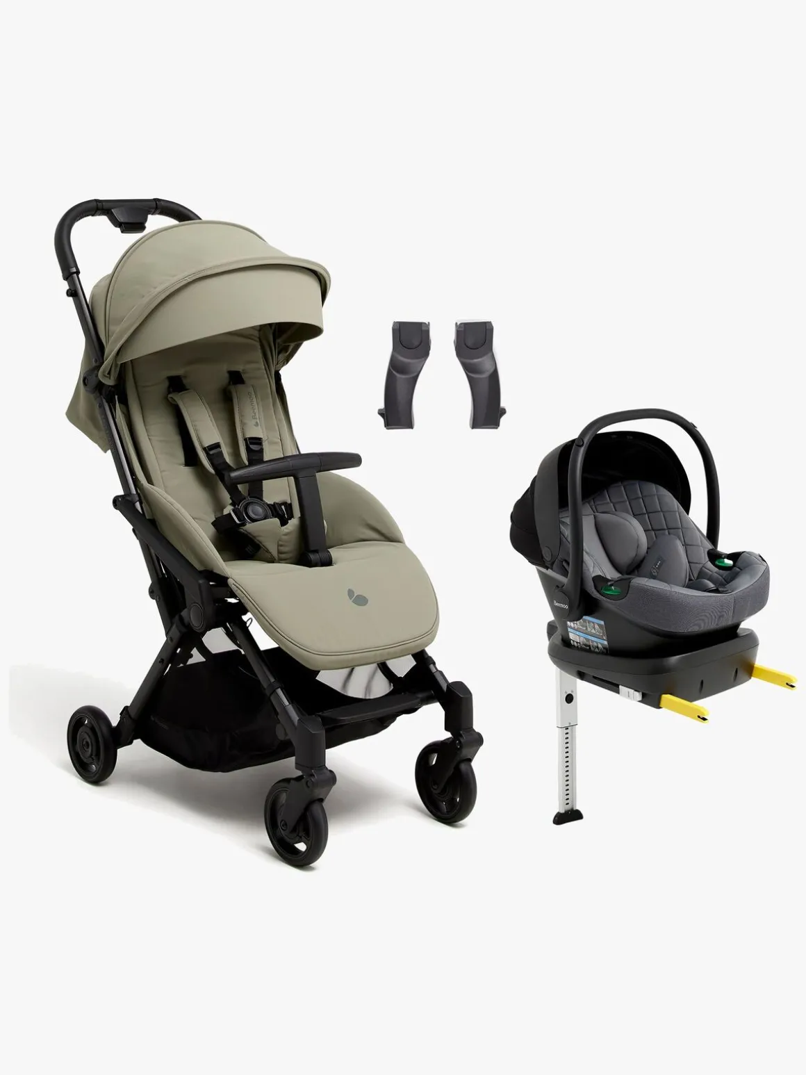 Beemoo Easy Fly Lux 4 Klapvogn Inkl. Route i-Size Autostol Baby & Base, Spring Green/Mineral Grey