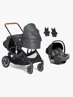 Beemoo Maxi 4 Twin Søskendevogn inkl. Route i-Size Autostol Baby, Black/Mineral Grey