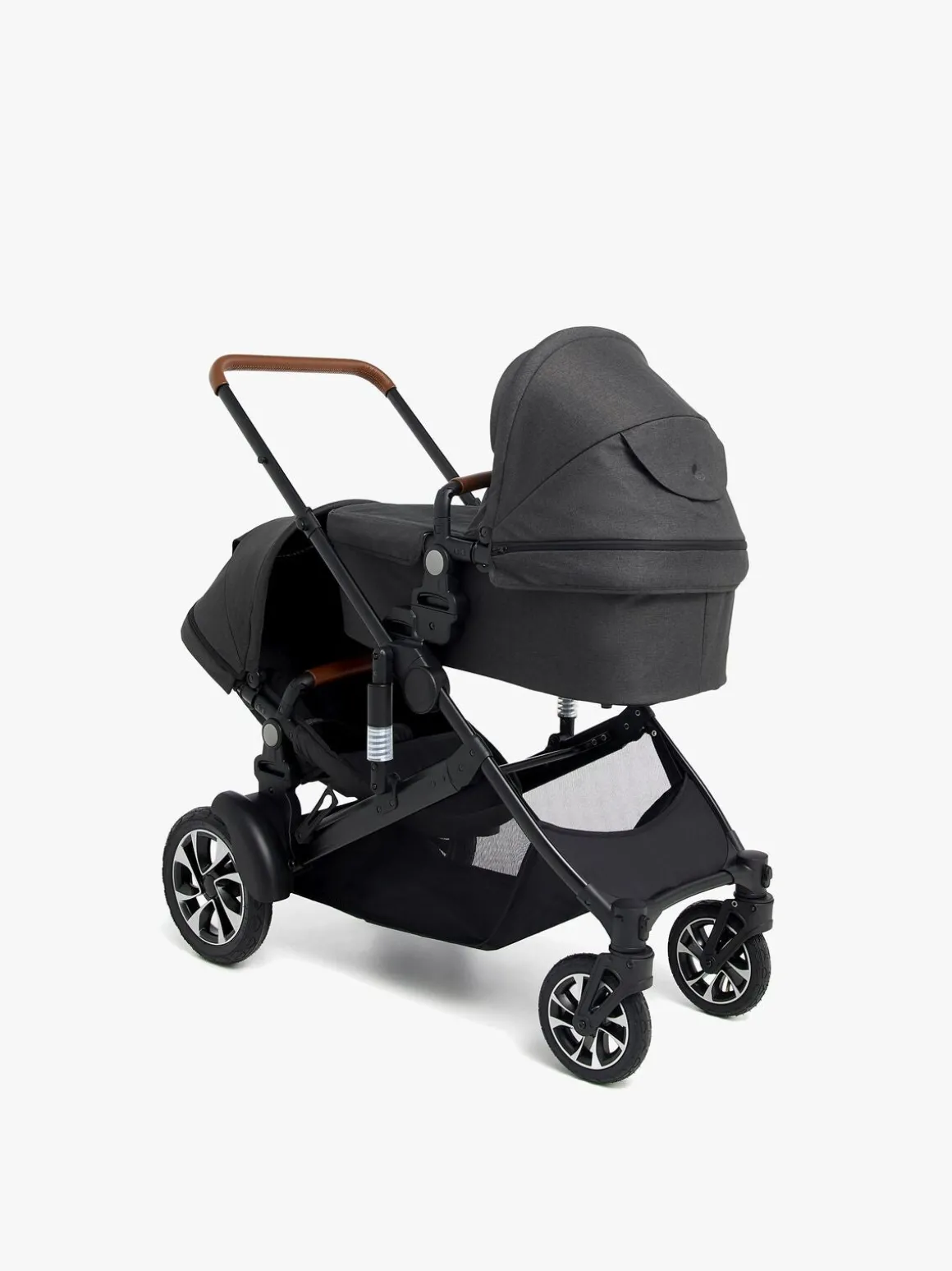 Beemoo Maxi 4 Twin Søskendevogn inkl. Cybex Aton B2 i-Size Autostol Baby & Base, Black/Volcano Black