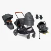 Beemoo Maxi 4 Twin Søskendevogn inkl. Ekstra Søskendesæde & Route i-Size Autostol Baby & ISOFIX Base, Black/Mineral Grey