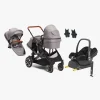 Beemoo Maxi 4 Twin Søskendevogn inkl. Ekstra Søskendesæde & Maxi-Cosi CabrioFix i-Size Autostol Baby & Base, Grey