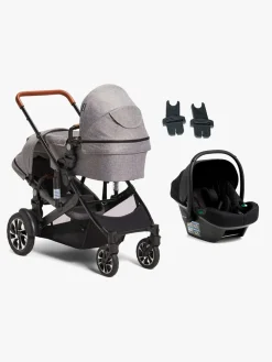 Beemoo Maxi 4 Twin Søskendevogn inkl. Route i-Size Autostol Baby, Grey/Black Stone