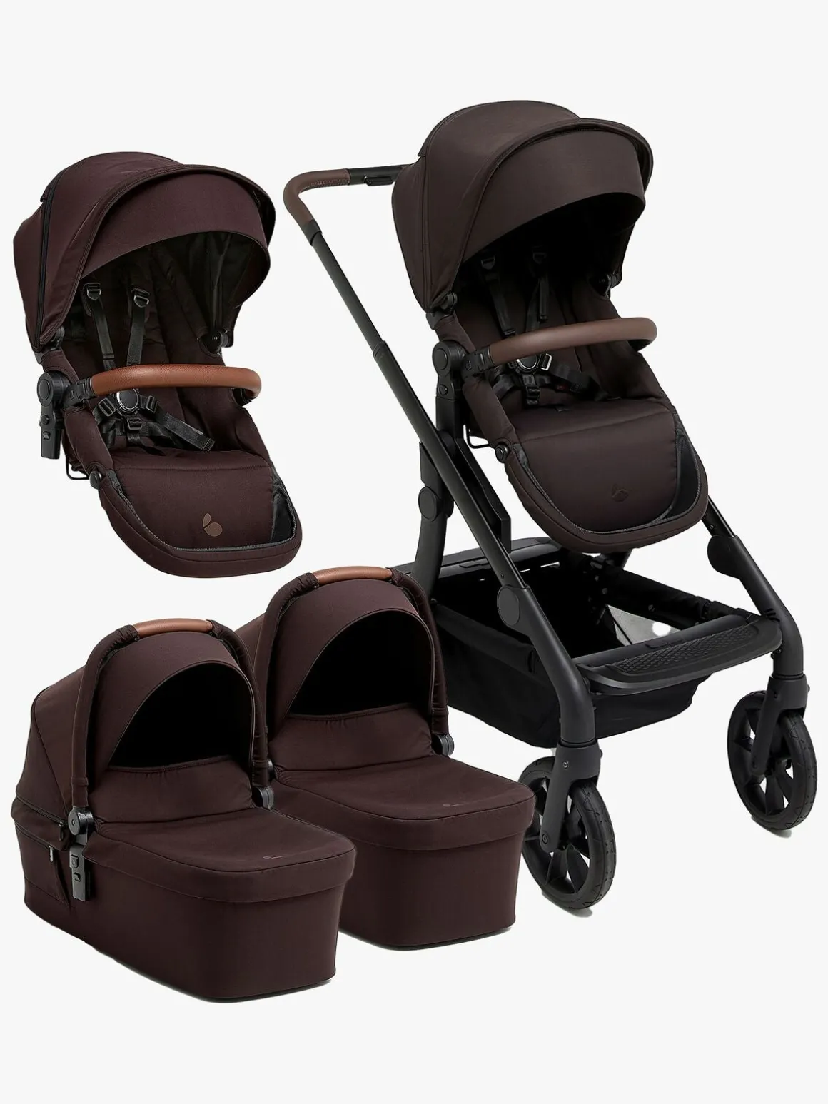 Beemoo Pro Max Søskendevogn inkl. Liggedele, Espresso Brown
