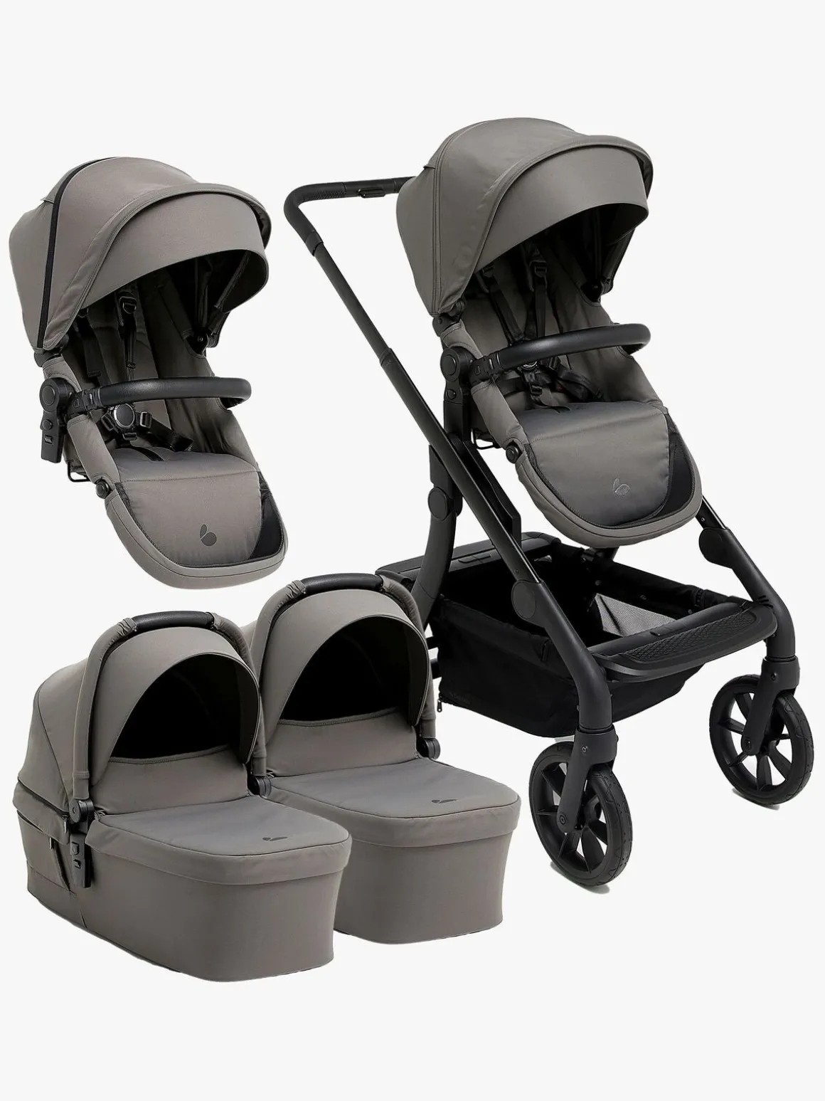 Beemoo Pro Max Søskendevogn inkl. Liggedele, Mocha Grey
