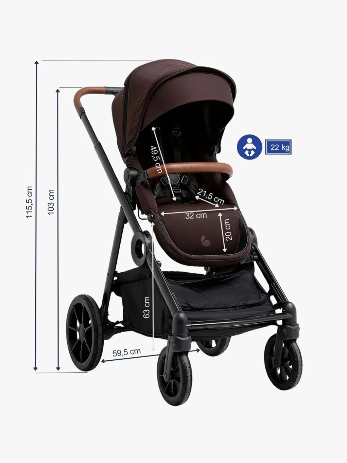 Beemoo Pro Multi 2 Klapvogn, Espresso Brown