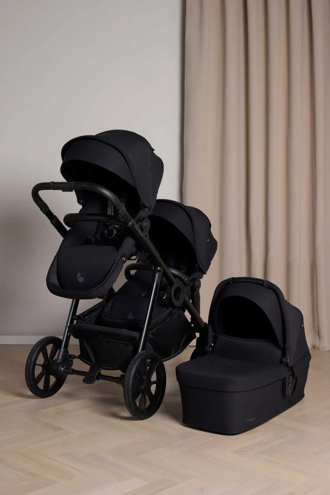 Beemoo Pro Multi 2 Søskendevogn inkl. Liggedel, Coffee Black