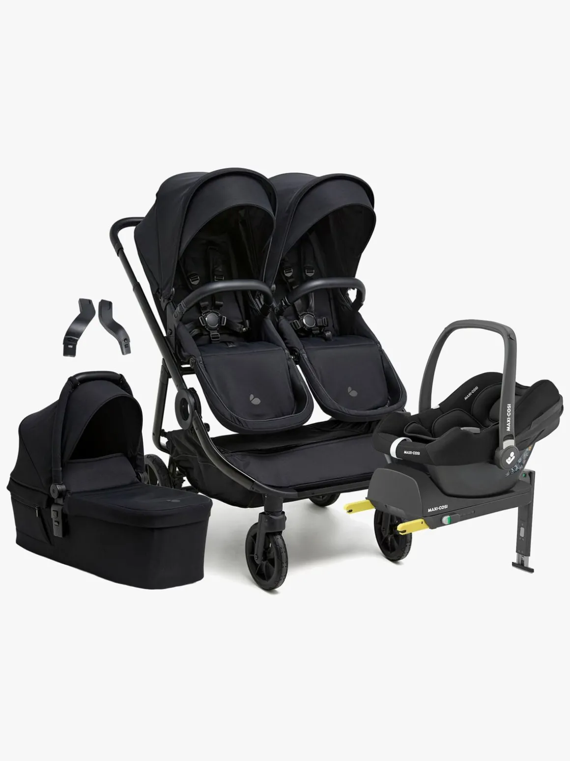 Beemoo Pro Twin 2 Søskendevogn inkl. Maxi-Cosi CabrioFix & Base, Coffee Black