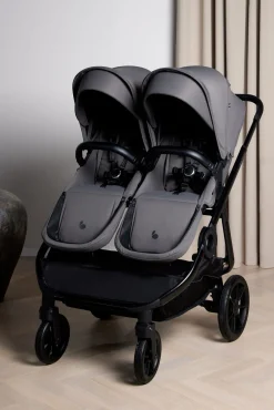 Beemoo Pro Twin 2 Søskendevogn inkl. Cybex Aton B2 & Base, Mocha Grey