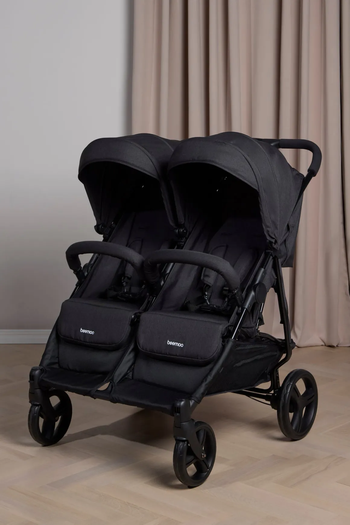 Beemoo Twin Shopper Søskende- & Tvillingevogn, Black Mélange