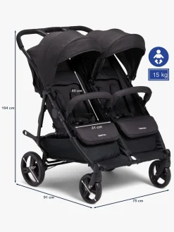 Beemoo Twin Shopper Søskende- & Tvillingevogn, Black Mélange