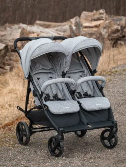 Beemoo Twin Shopper Søskende- & Tvillingevogn, Grey Mélange