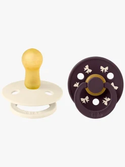 BIBS Colour Holiday Bow Sut 2-pak Latex Str. 2, Ivory/Plum