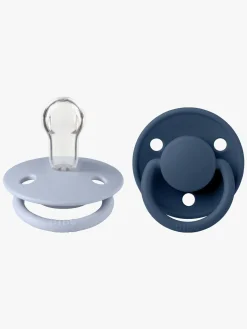 BIBS De Lux Sut 2-pak Silikone One Size Rund, Dusty Blue/Steel Blue