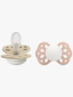 BIBS Infinity Sutter 2-Pak Silikone Str. 2 Symmetrisk, Vanilla GLOW/Blush GLOW