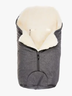 Bozz Lammeskindskørepose Small Klippet, Grey Melange/White