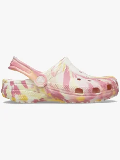 Crocs Classic Glow Marbled Kids Clogs, Daylily/Multi