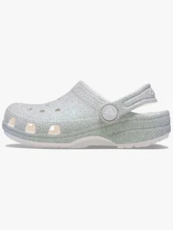 Crocs Classic Iridescent Glitter Kids Clogs, Hvid