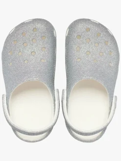 Crocs Classic Iridescent Glitter Kids Clogs, Hvid