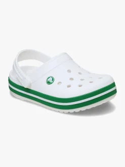 Crocs Crocband Clogs, White/Green Ivy