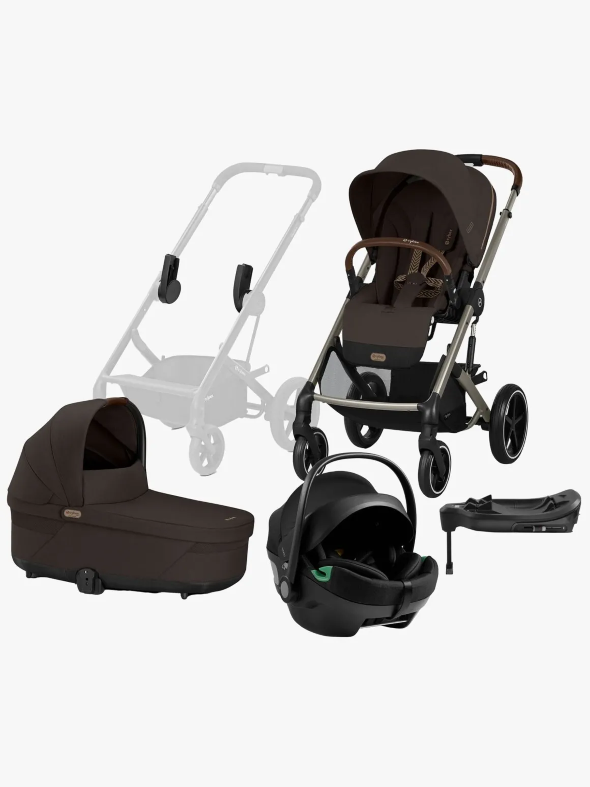 Cybex BALIOS S Lux Duovogn inkl. Axkid GOKID Babyautostol & Base, Chocolate Brown