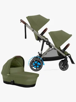 Cybex e-Gazelle S Søskendevogn inkl. Liggedel, Moss Green/Taupe