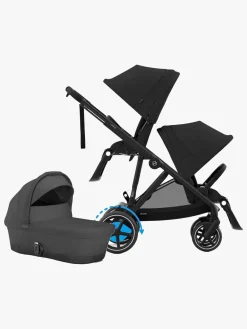 Cybex e-Gazelle S Søskendevogn inkl. Liggedel, Moon Black/Black
