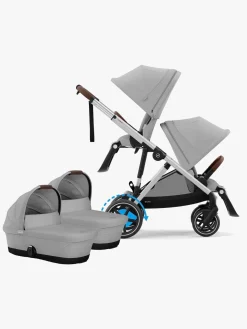 Cybex e-Gazelle S Tvillingevogn, Stone Grey/Silver