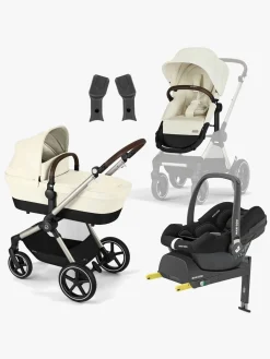 Cybex EOS Lux Duovogn inkl. Maxi-Cosi CabrioFix i-Size Autostol Baby & Base, Taupe/Seashell Beige