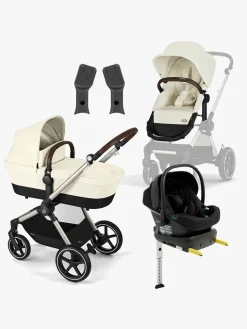 Cybex EOS Lux Duovogn inkl. Beemoo Route i-Size Autostol Baby & ISOFIX Base, Seashell Beige/Black Stone