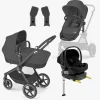 Cybex EOS Lux Duovogn inkl. Beemoo Route i-Size Autostol Baby & ISOFIX Base, Moon Black/Black Stone