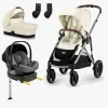 Cybex GAZELLE S Duovogn inkl. Beemoo Route i-Size Autostol Baby & ISOFIX Base, Seashell Beige/Mineral Grey