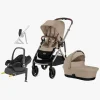 Cybex GAZELLE S Duovogn inkl. Maxi-Cosi CabrioFix Autostol Baby & Base, Almond Beige/Taupe