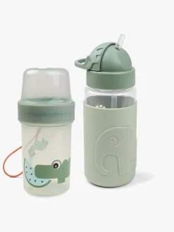 Done By Deer Croco Snackbeholder & Flaske, Green